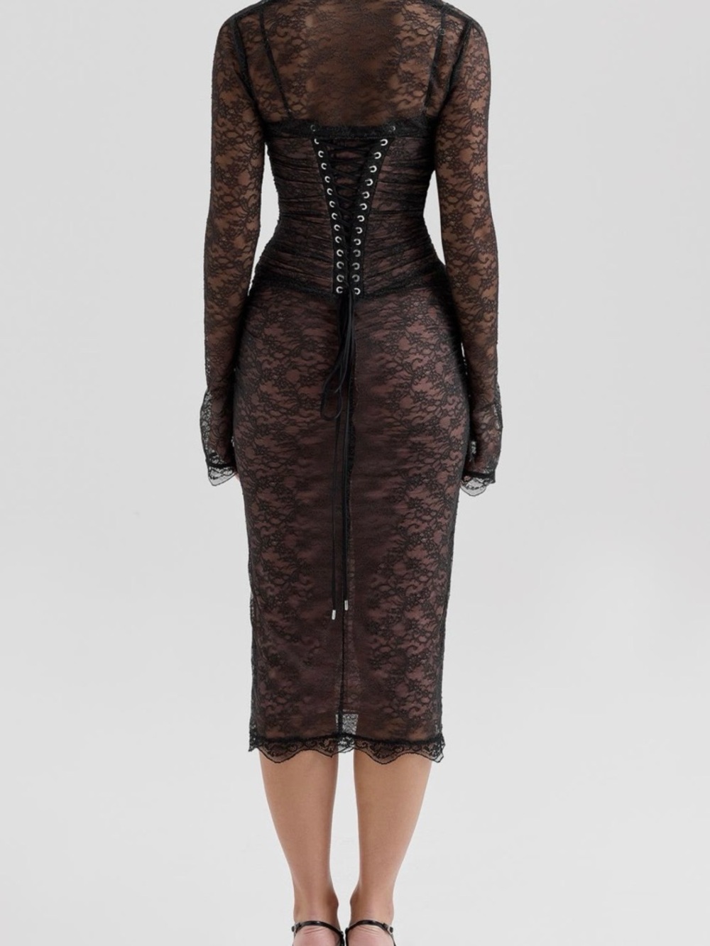 House of CB Gaia Lace Midi Dress (Floral lace long sleeve bolero not included) - Picture 2 of 6